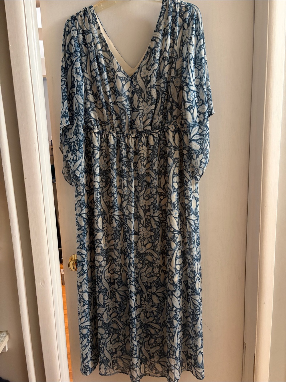 Lane Bryant Blue Floral V-Neck Maxi Dress